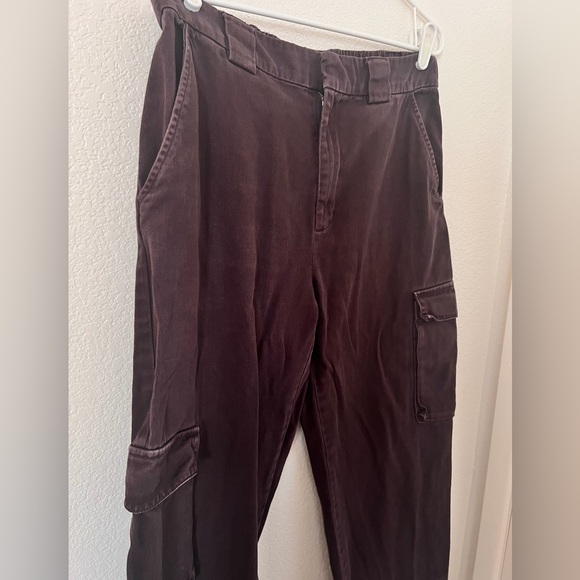 Tna Ladies Large Dark Brown Cargo Pants Straight Leg Utility Pockets Belt Loops - Picture 4 of 12